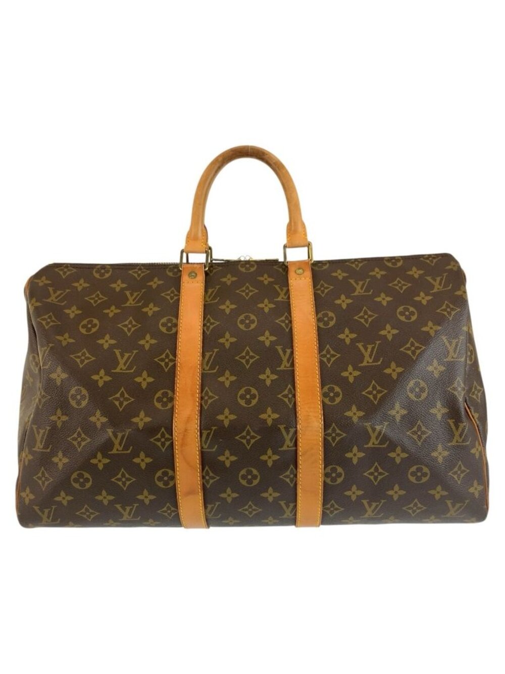 Louis Vuitton Monogram Keepall 45 Brown Gold Leather Boston Bag